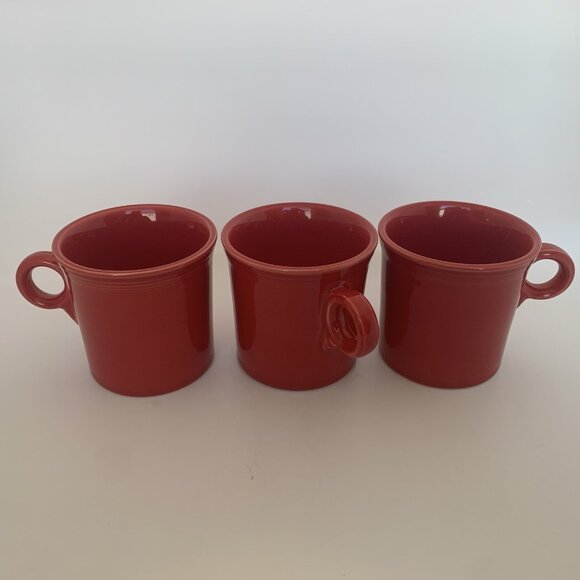 Set of 3 Fiestaware HLC O Ring Handle Coffee Mugs Cups Scarlet Red Homer USA - Picture 3 of 9
